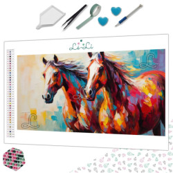 Diamond Painting Deux Chevaux Multicolores Premium