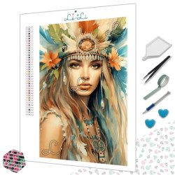 Diamond Painting Femme Amérindienne Aquarelle Premium