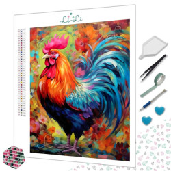 Diamond Painting Coq Multicolore Premium