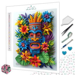Diamond Painting Masque Tiki Tropical Coloré Premium