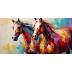 Diamond Painting Deux Chevaux Multicolores Premium