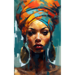 Diamond Painting Femme Africaine au Turban Coloré Premium