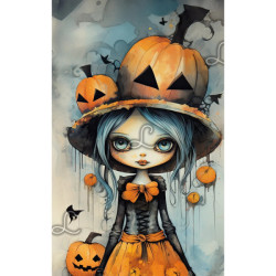Diamond Painting Sorcière aux Citrouilles d’Halloween Premium