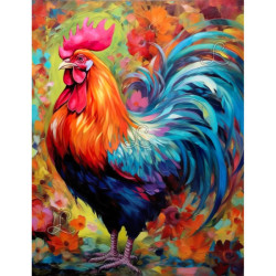 Diamond Painting Coq Multicolore Premium