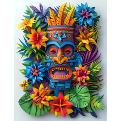 Diamond Painting Masque Tiki Tropical Coloré Premium