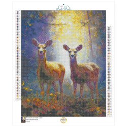 Chevreuils à l'orée du bois - Premium Broderie Diamant