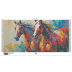 Diamond Painting Deux Chevaux Multicolores Premium | Lé-Li