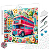 Diamond Painting Bus Londonien Rose et Ville Colorée Premium
