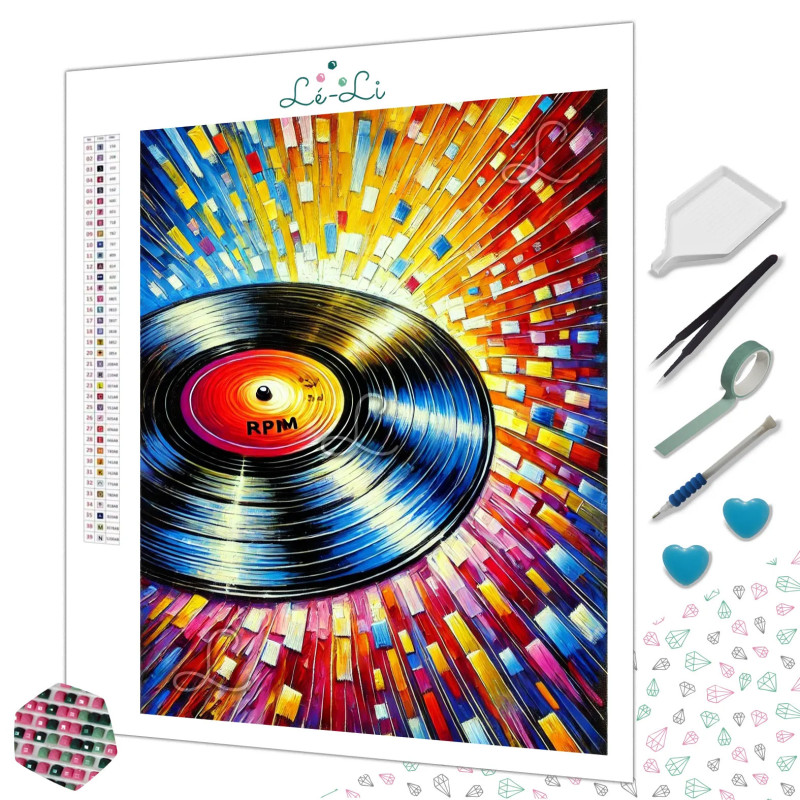 Diamond Painting Disque Vinyle Multicolore Premium
