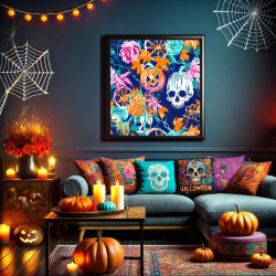 Diamond Painting Crânes et Citrouilles Halloween | Lé-Li