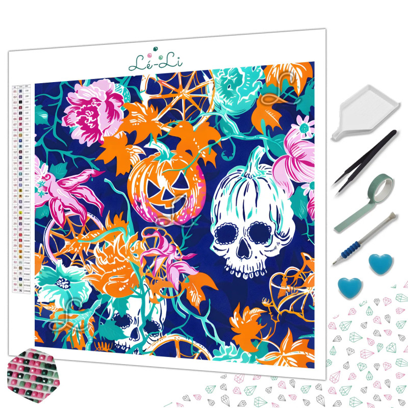 Diamond Painting Crânes et Citrouilles d’Halloween