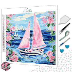 Diamond Painting Voilier Rose et Fleurs