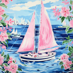 Diamond Painting Voilier Rose et Fleurs