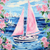 Diamond Painting Voilier Rose et Fleurs | Lé-Li