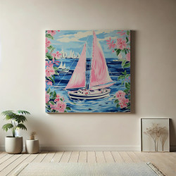 Diamond Painting Voilier Rose et Fleurs | Lé-Li