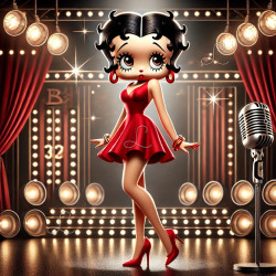 Diamond Painting Betty Pin-up Rétro en Robe Rouge