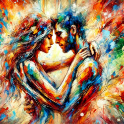 Diamond Painting Couple Amoureux Abstrait Multicolore Premium