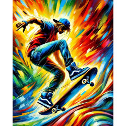 Diamond Painting Skateboardeur Multicolore en Pleine Figure