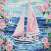 Diamond Painting Voilier Rose et Fleurs | Lé-Li