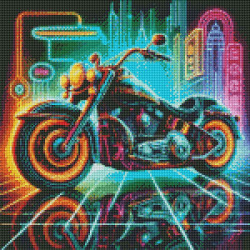 Diamond Painting Moto Custom aux Néons | Lé-Li