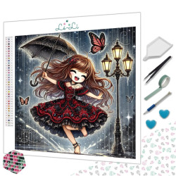 Diamond Painting Fillette Gothique sous la Pluie Premium