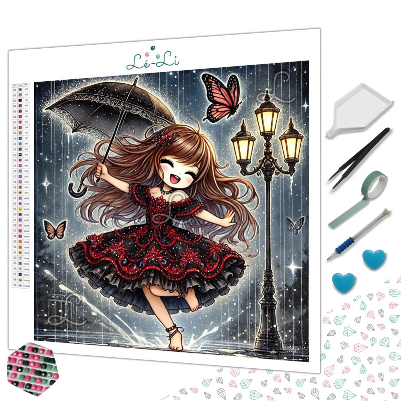 Diamond Painting Fillette Gothique sous la Pluie Premium