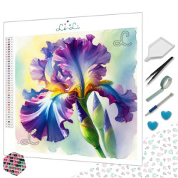 Diamond Painting Iris Violet et Bleu Aquarelle Premium