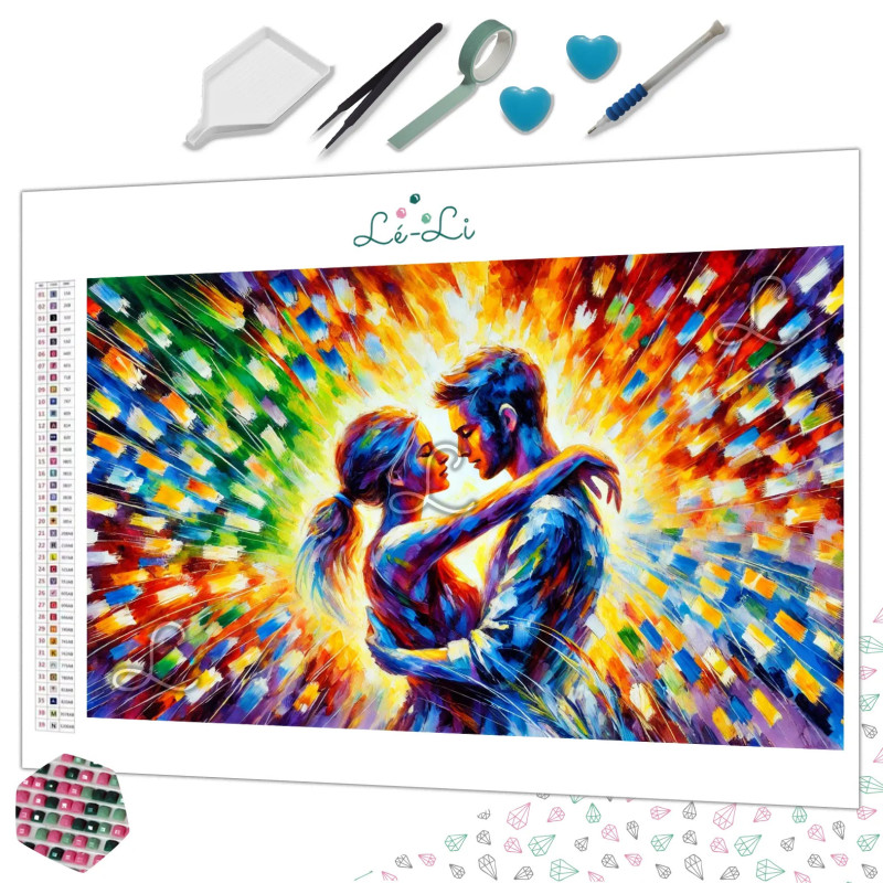 Diamond Painting Couple Amoureux aux Couleurs Éclatantes Premium