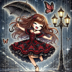 Diamond Painting Fillette Gothique sous la Pluie Premium