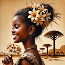 Diamond Painting Femme Africaine aux Fleurs Premium