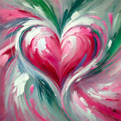 Diamond Painting Cœur Rose Abstrait Premium