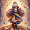 Diamond Painting Fillette en Forêt d’Automne | Lé-Li