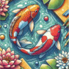 Diamond Painting Carpes Koï et Fleurs de Lotus | Lé-Li