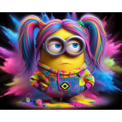 Diamond Painting Personnage Jaune aux Cheveux Multicolores Premium