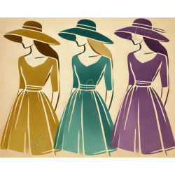 Diamond Painting Trois Femmes Élégantes aux Chapeaux Premium