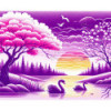 Diamond Painting Cygnes et Coucher de Soleil Violet | Lé-Li