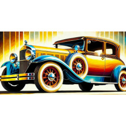 Diamond Painting Voiture Ancienne Jaune et Bleue Premium