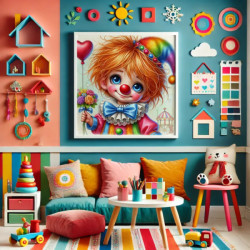 Broderie Diamant "Petit Clown Joyeux" - Couleurs et Diamants Spéciaux