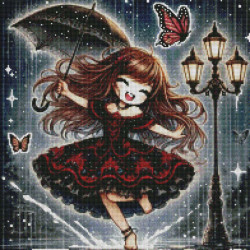 Diamond Painting Fillette Gothique sous la Pluie | Lé-Li