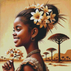 Diamond Painting Femme Africaine aux Fleurs | Lé-Li