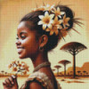 Diamond Painting Femme Africaine aux Fleurs | Lé-Li