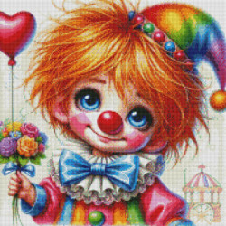 Diamond Painting Petit Clown au Bouquet de Fleurs | Lé-Li