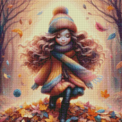 Diamond Painting Fillette en Forêt d’Automne | Lé-Li
