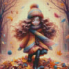 Diamond Painting Fillette en Forêt d’Automne | Lé-Li