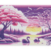 Diamond Painting Cygnes et Coucher de Soleil Violet | Lé-Li