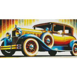 Voiture Vintage - Broderie Diamant avec Reflets et Diamants Spéciaux
