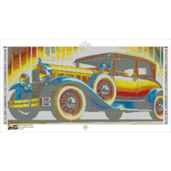 Voiture Vintage - Broderie Diamant avec Reflets et Diamants Spéciaux