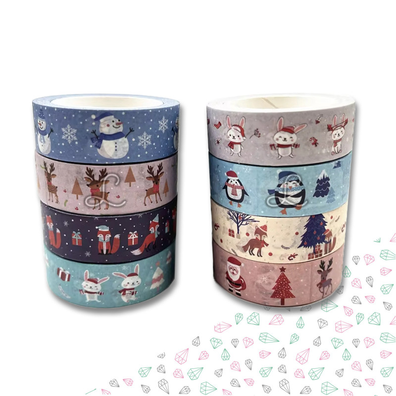 Ruban Washi Tape Noël 1,5 cm x 10 m - Décorations Festives