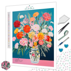Diamond Painting Bouquet de Fleurs Colorées en Vase