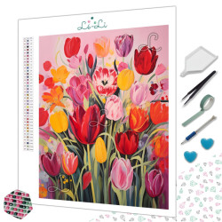 Diamond Painting Bouquet de Tulipes Multicolores